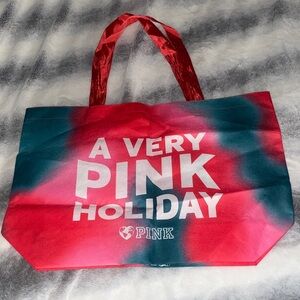 PINK Victoria's Secret Festive Pink and Teal Tote